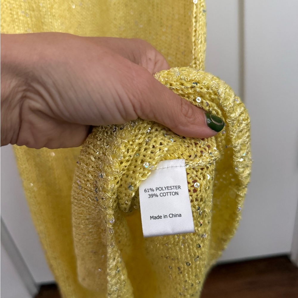 Asta Resort Natalia Sequin Knit Dress Chartreuse Yellow NEW with tags - Picture 11 of 14